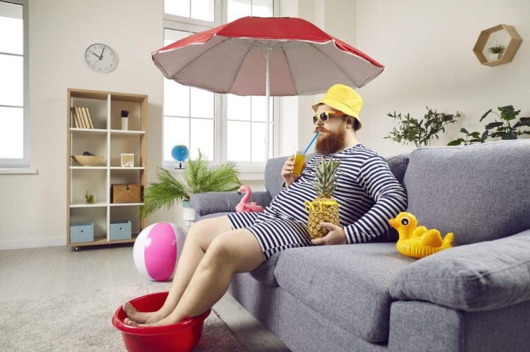 A man having a vacation in his home