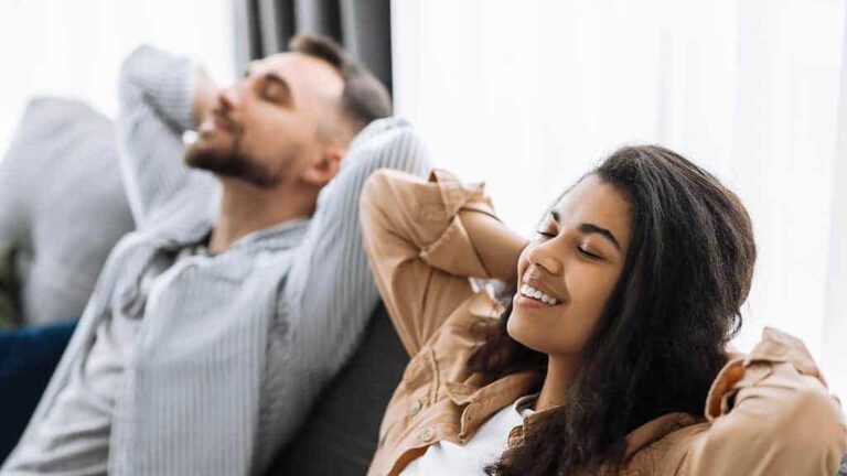 couple relaxing on the couch