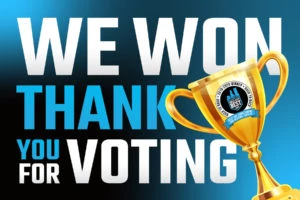 Text "We Won! Thank you for voting!"