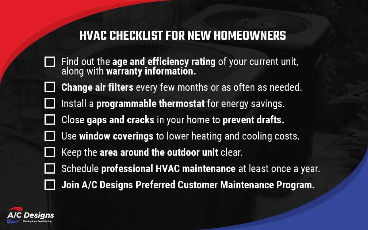 HVAC checklist for new homeowners
